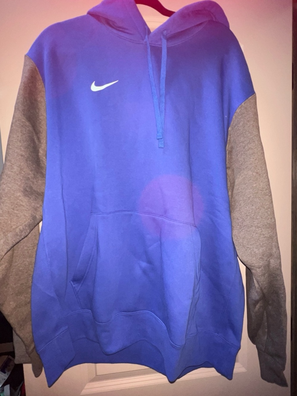 Nike Blue Pullover Hoodie with Gray Sleeves